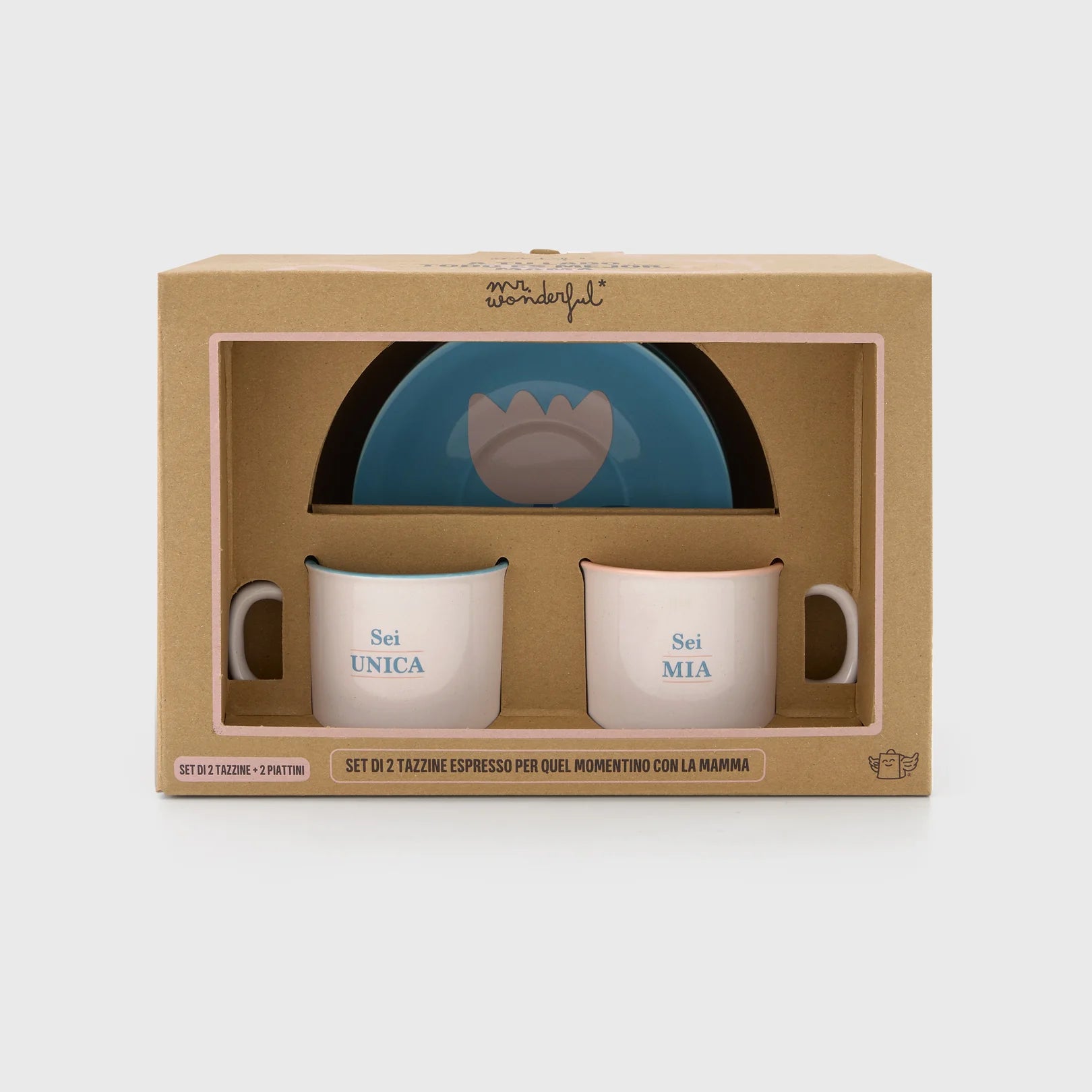 Set 2 Tazzine Espresso Mr. Wonderful – "Sei unica. Sei mia" | Ceramica con Piattini