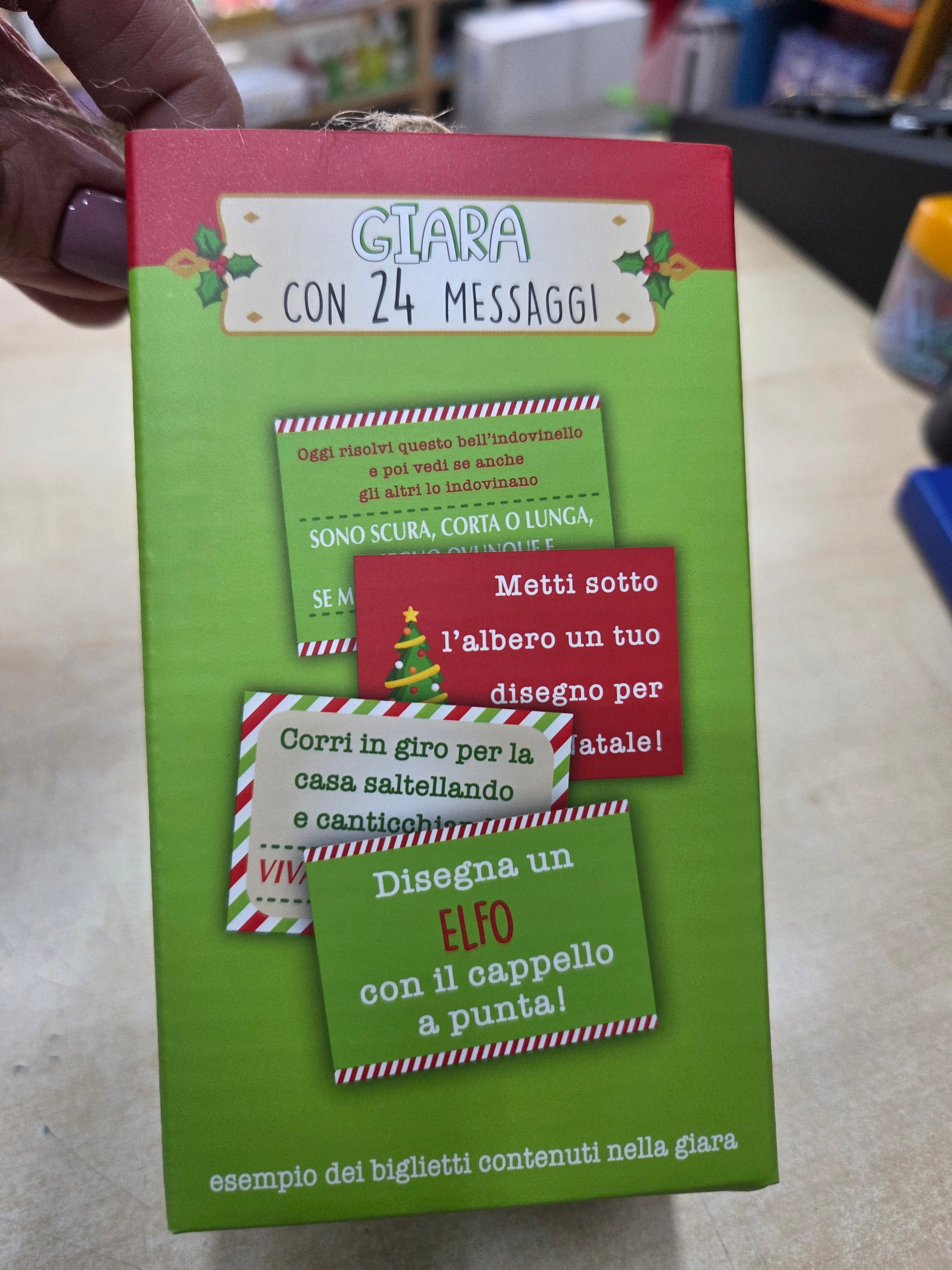 Giara con 24 messaggi dell'Elfo di Natale