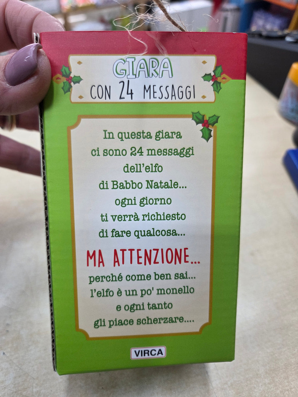 Giara con 24 messaggi dell'Elfo di Natale