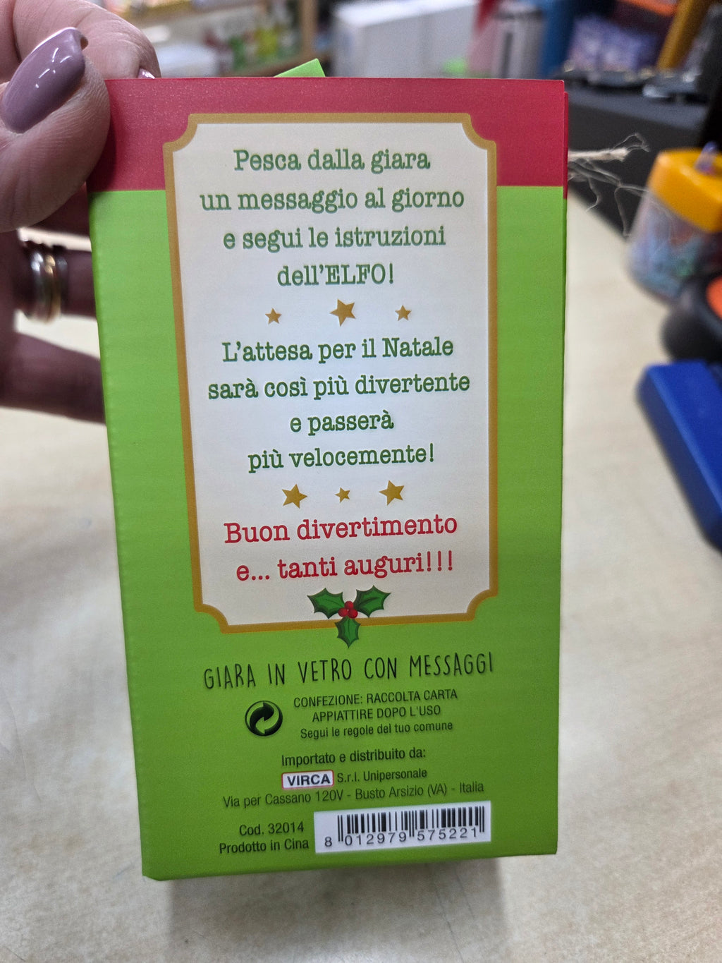 Giara con 24 messaggi dell'Elfo di Natale