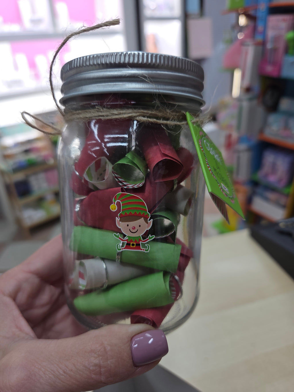 Giara con 24 messaggi dell'Elfo di Natale