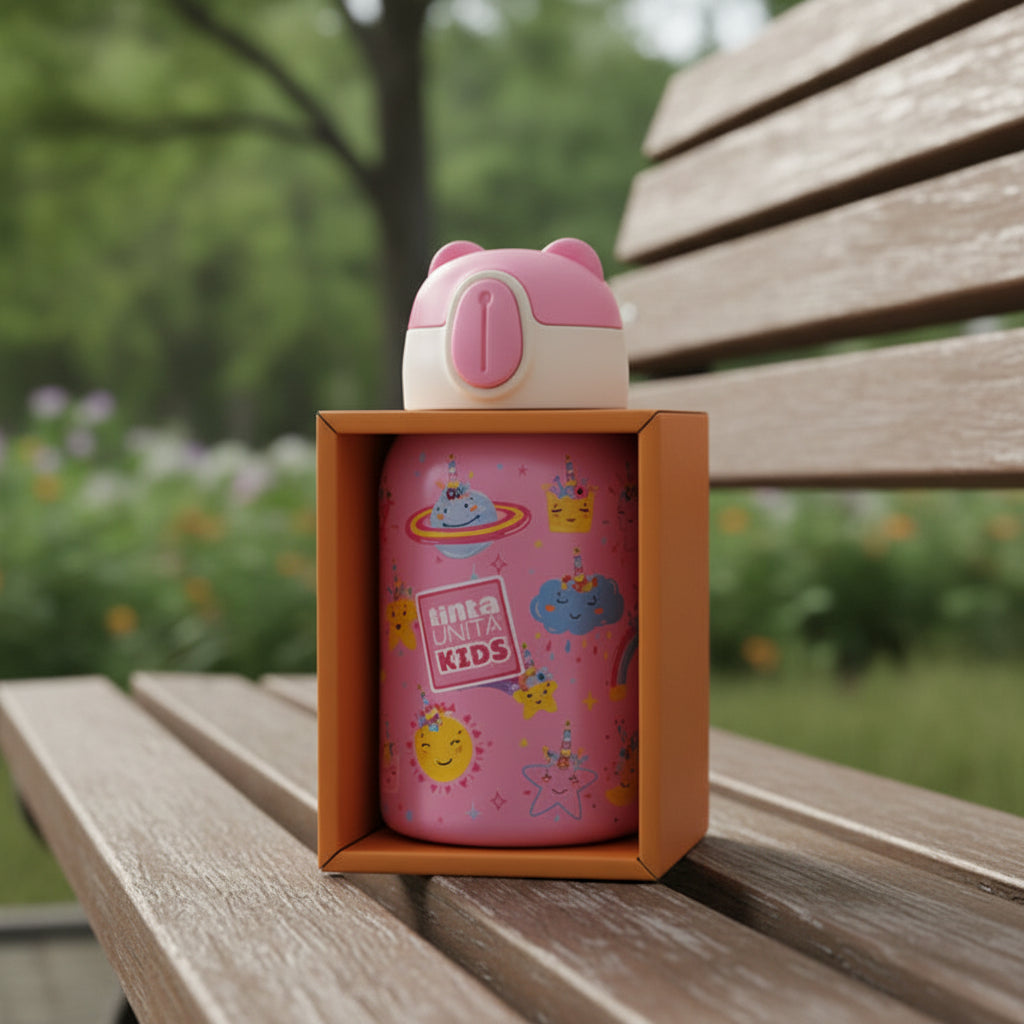 Tinta Unita kids: Borraccia Termica Bambini 400ml – Acciaio Doppia Camera con Beccuccio