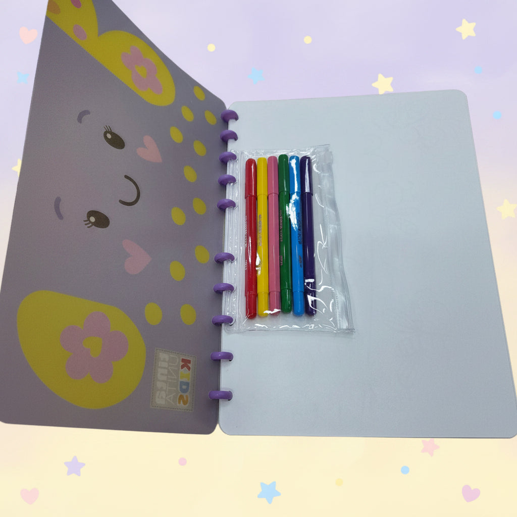 Valigetta Funny Coloring Bambini – Pennarelli e Fogli Cancellabili | Tinta Unita Kids