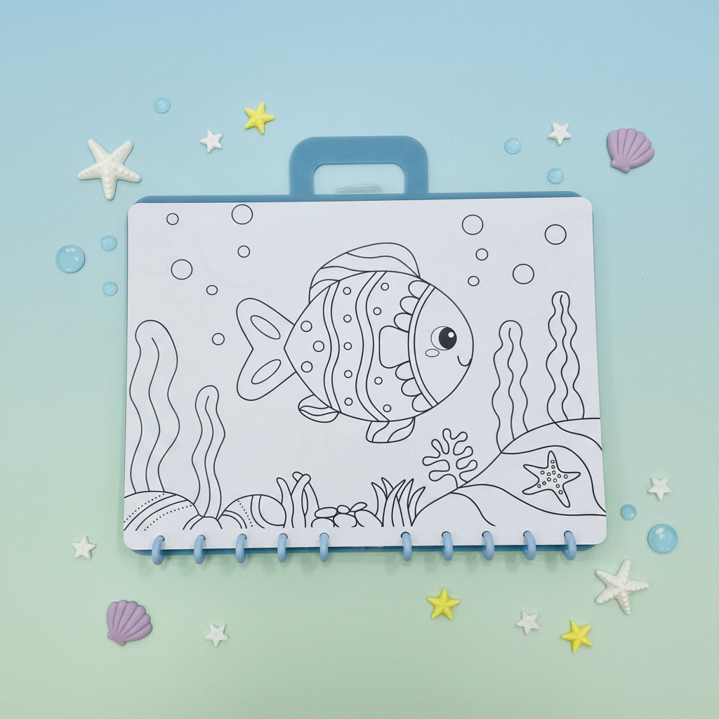 Valigetta Funny Coloring Bambini – Pennarelli e Fogli Cancellabili | Tinta Unita Kids