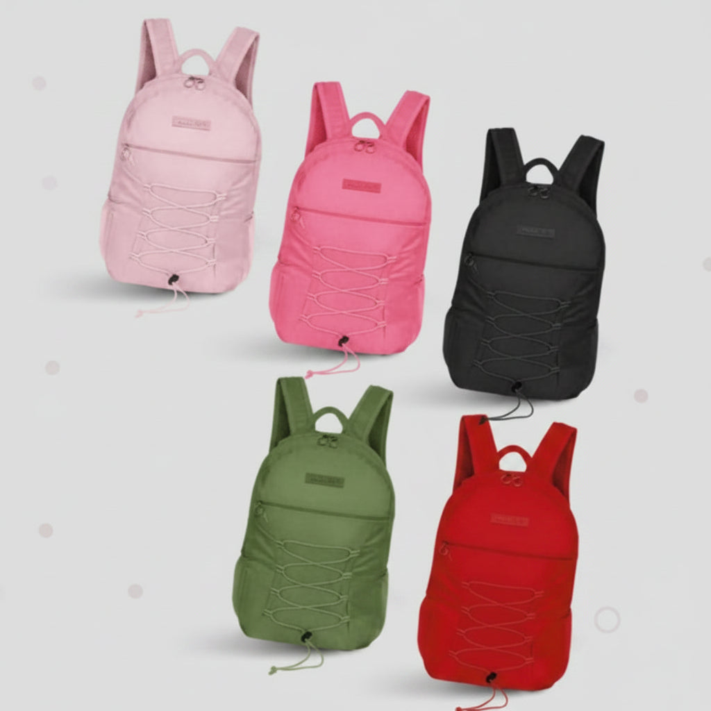 Zaino Pieghevole Tinta Unita con Pouch – Poliestere Ripstop | 6 Colori | Sport e Viaggio