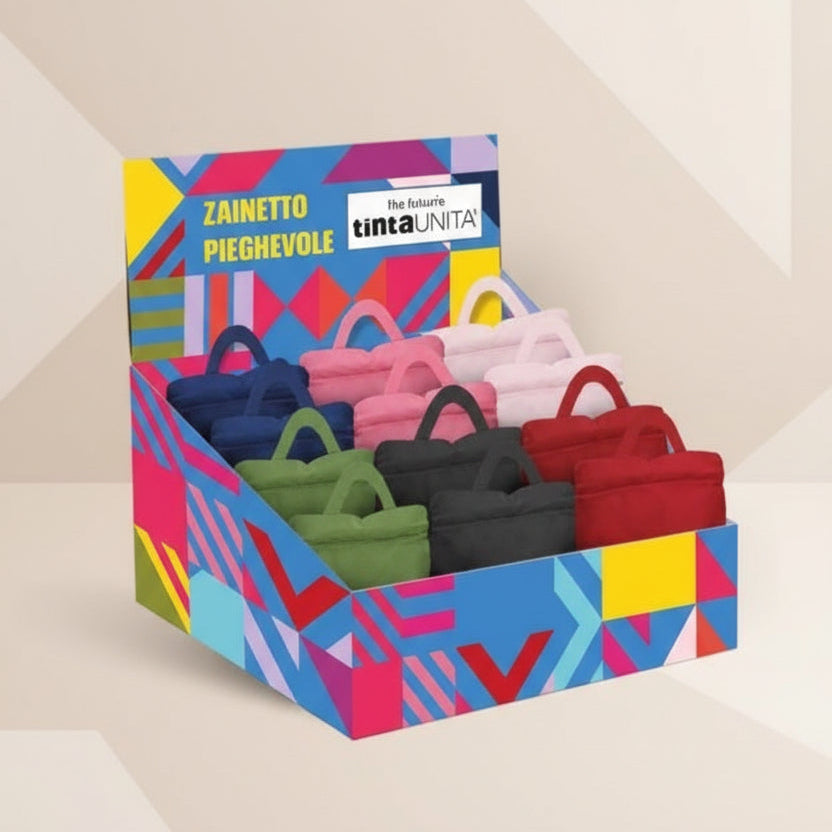 Zaino Pieghevole Tinta Unita con Pouch – Poliestere Ripstop | 6 Colori | Sport e Viaggio