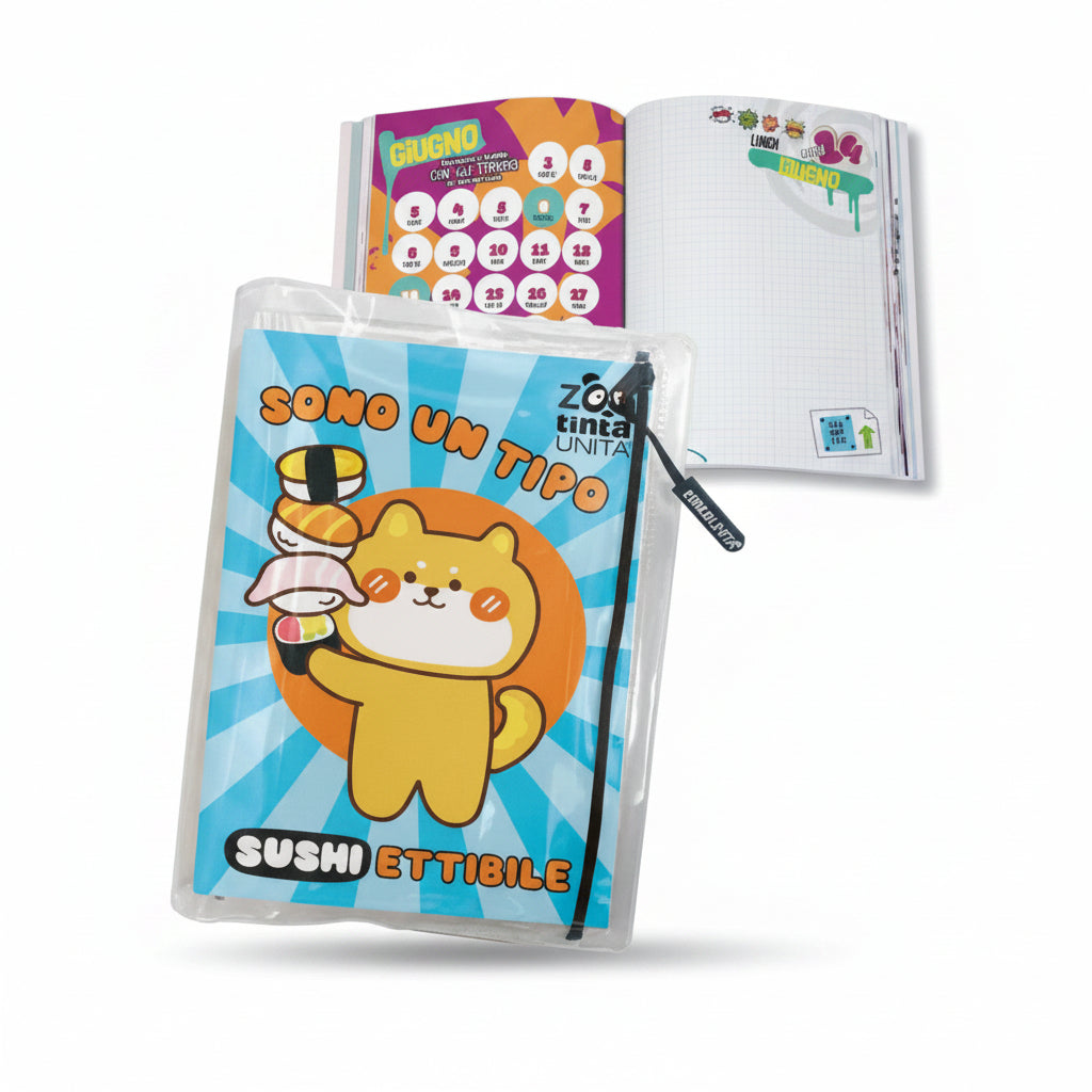Diario Datato Glitter 12 Mesi Tinta Unita Zoo 2026-2027 con Sovracoperta PVC e Stationery