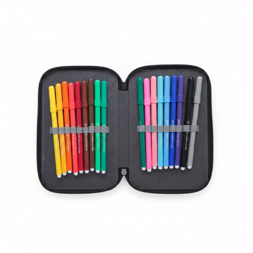 Astuccio 3 Zip Shout T-Rex – Maricart Completo con Pennarelli Giotto