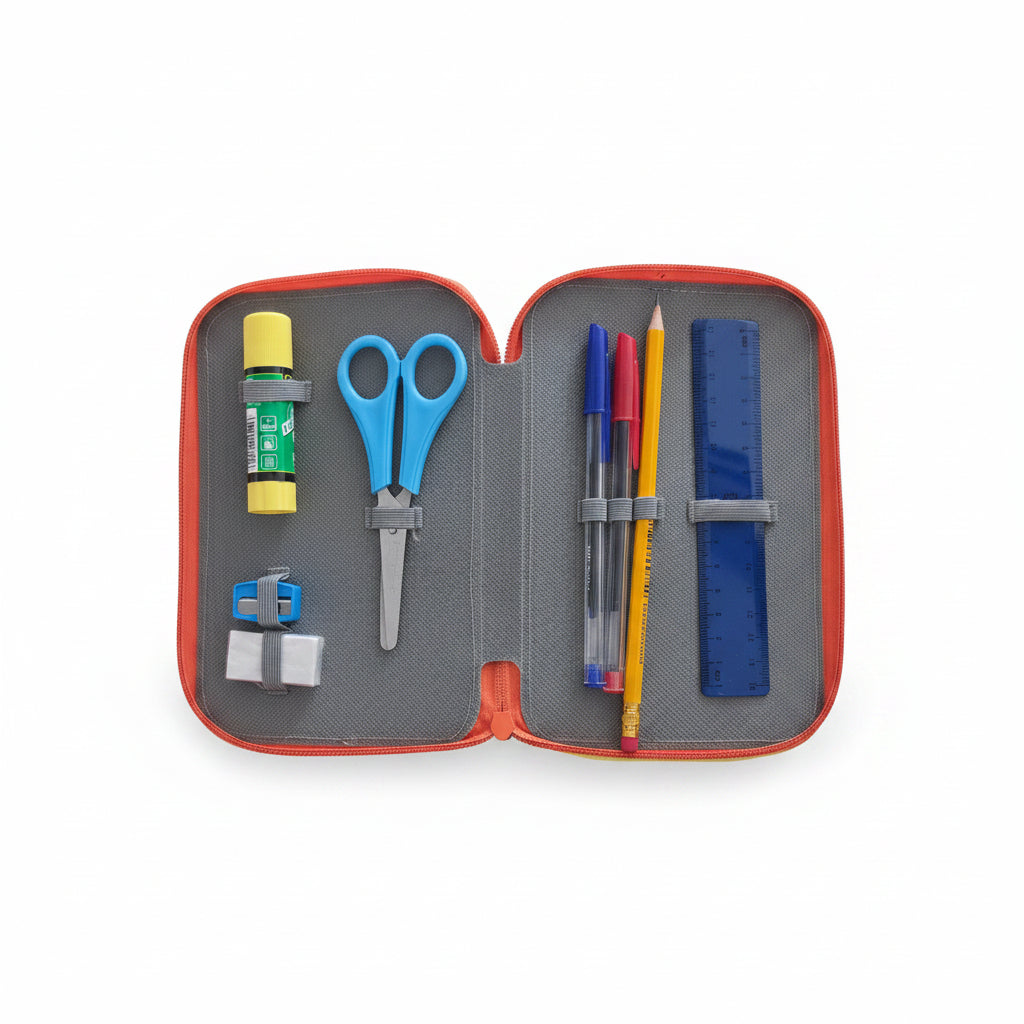 Astuccio 3 Zip Color Block Saccucciolo Lebez – Completo per la Scuola