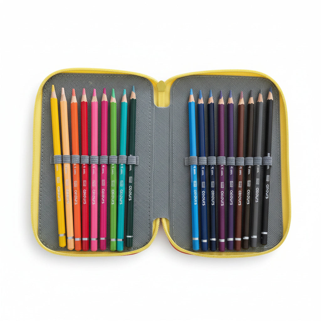 Astuccio 3 Zip Color Block Saccucciolo Lebez – Completo per la Scuola