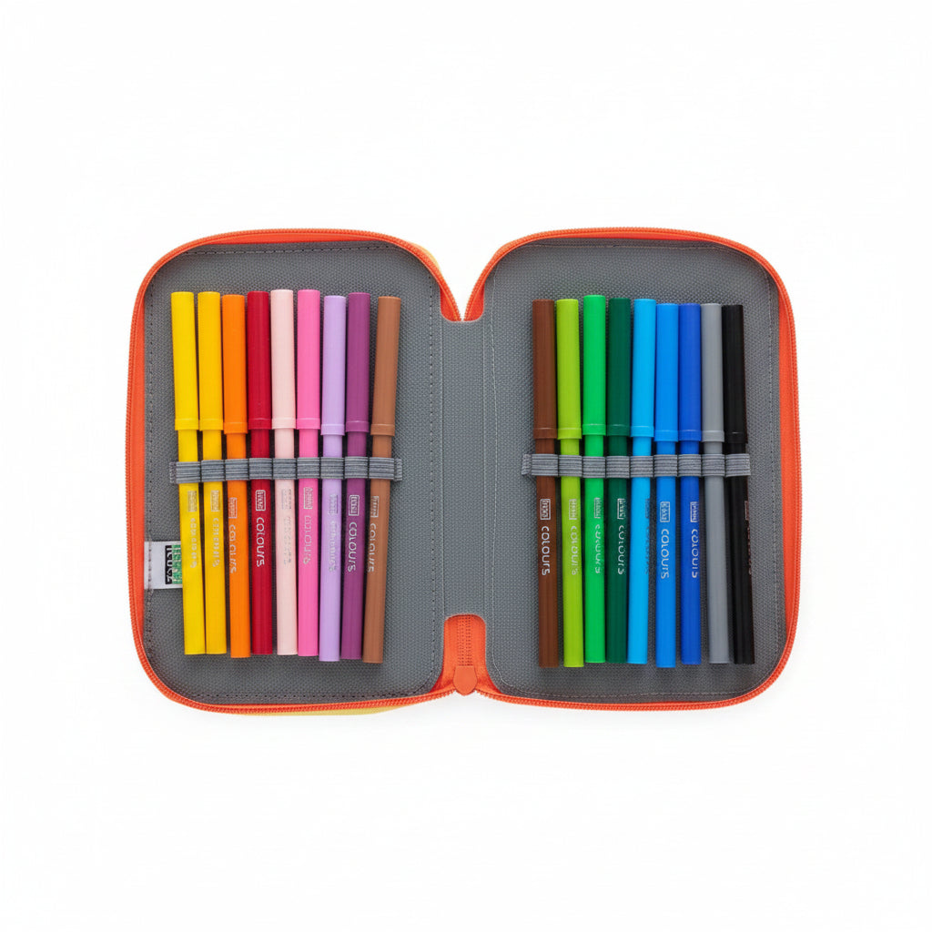Astuccio 3 Zip Color Block Saccucciolo Lebez – Completo per la Scuola