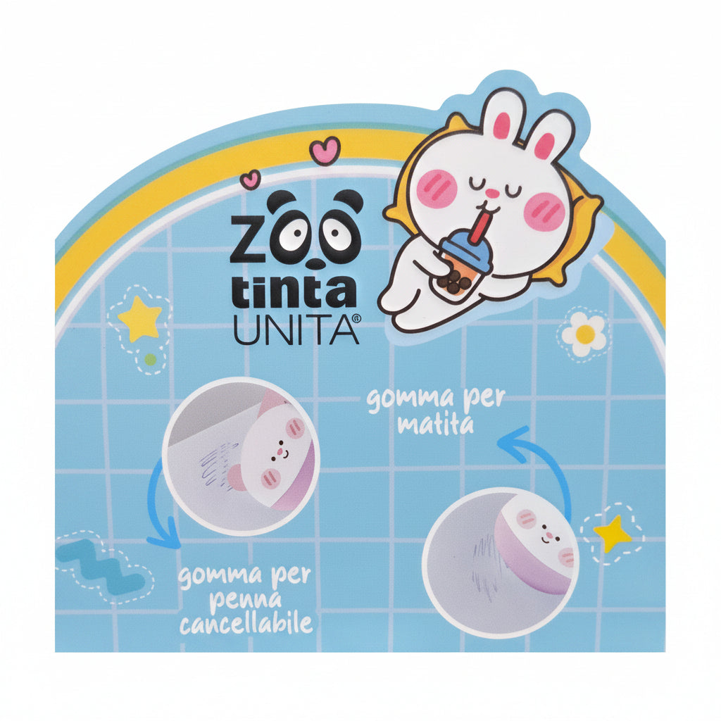 Gomma 2 in 1 Tinta Unita Zoo – Cancella Matita e Inchiostro