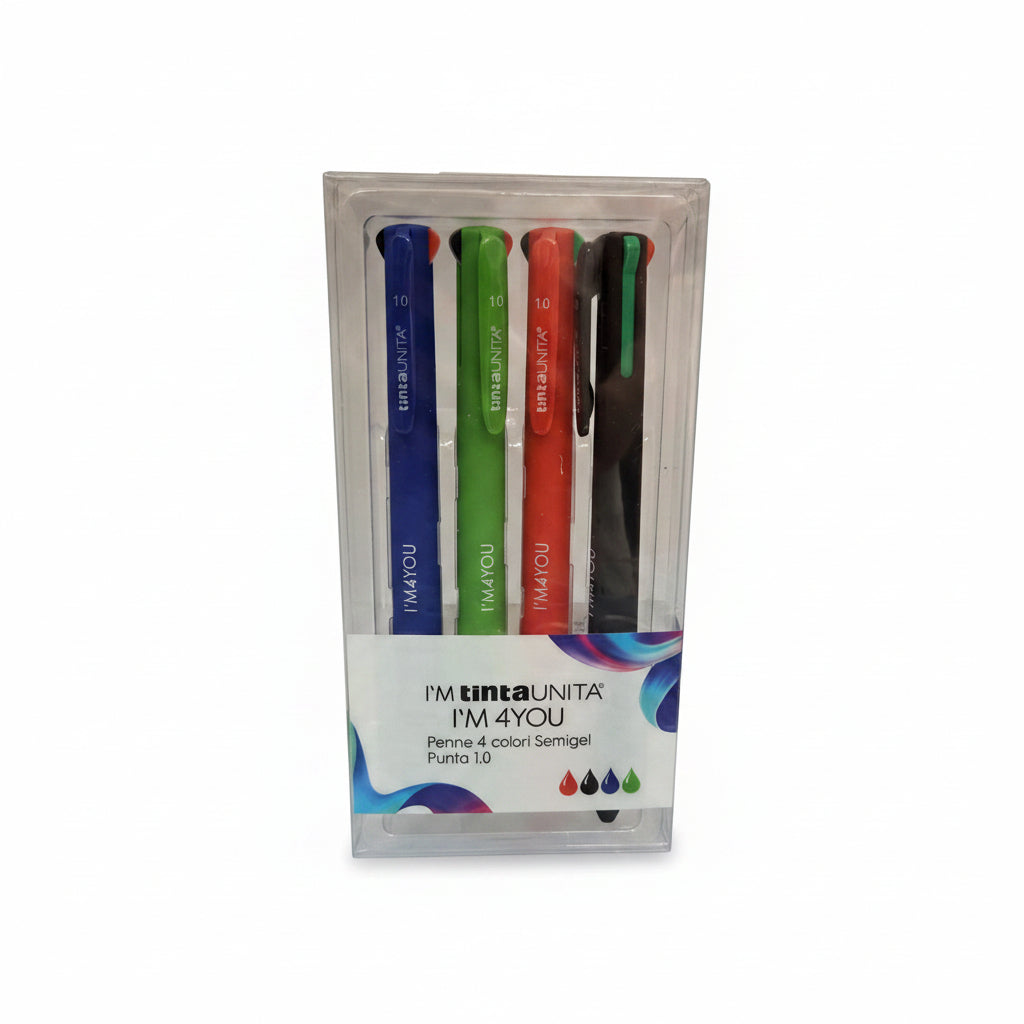 Set 4 Penne Semigel 4 Colori I'M Tinta Unita Punta 1.0 mm – Icon e Pastel