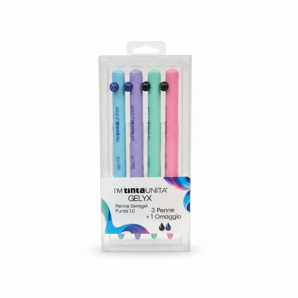 Set 4 Penne Semigel I'M Tinta Unita Gelix Punta 1.0 mm – Versione Pop