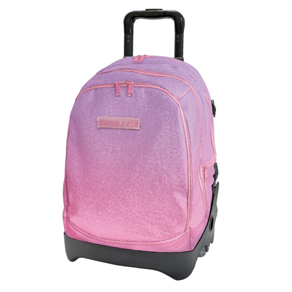 Trolley Scolastico 2 in 1 Cross Glamour Rosa Glitterato 28L– Tinta Unita
