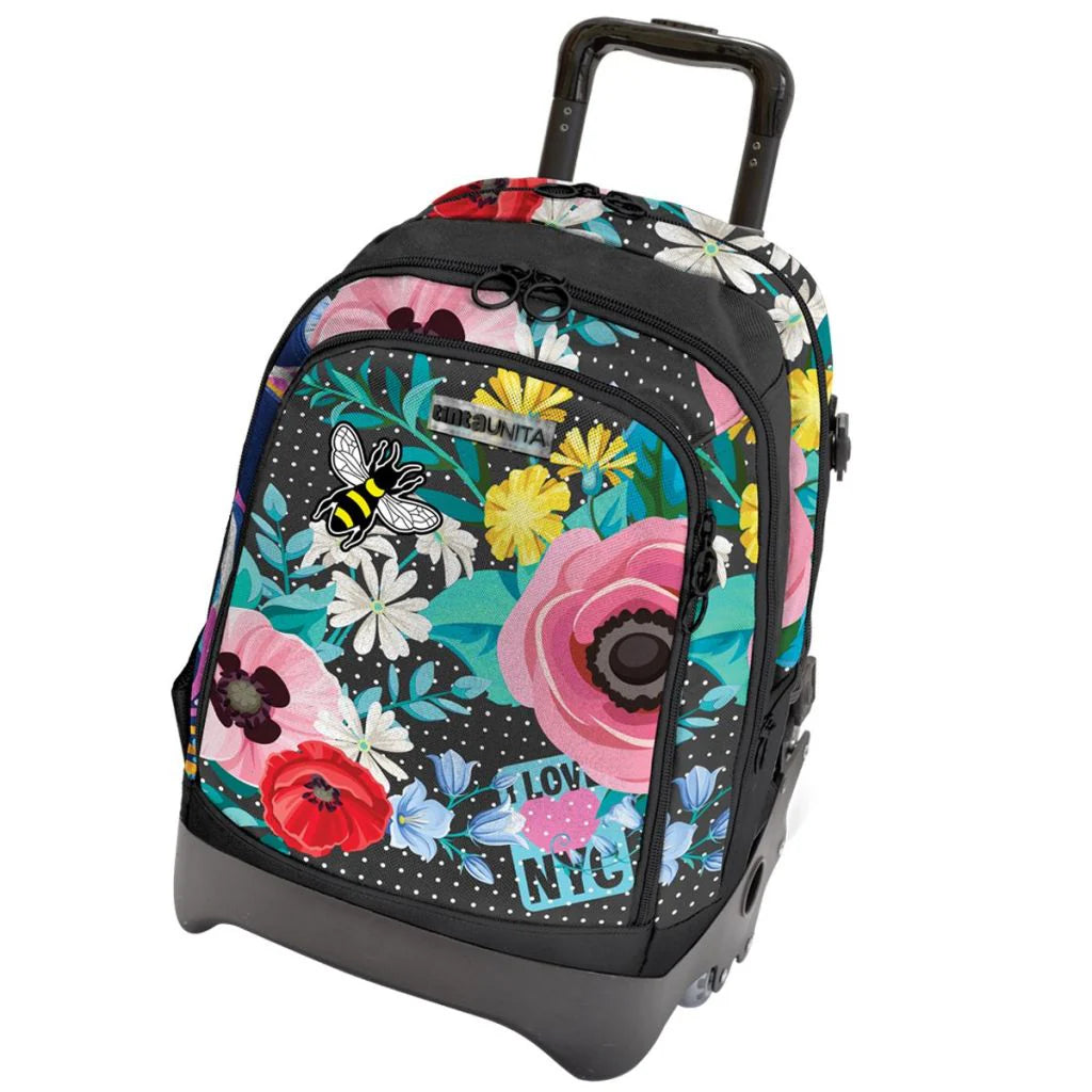 Trolley Scolastico Cross Flower 28L – Zaino e Trolley 2 in 1 | Tinta Unita