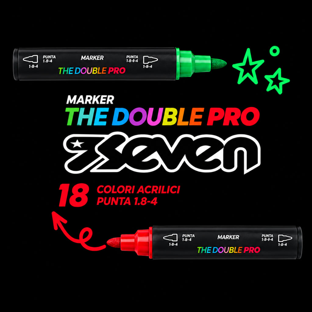 Marker acrilici Seven The Double Pro, set 9 pezzi (18 colori)