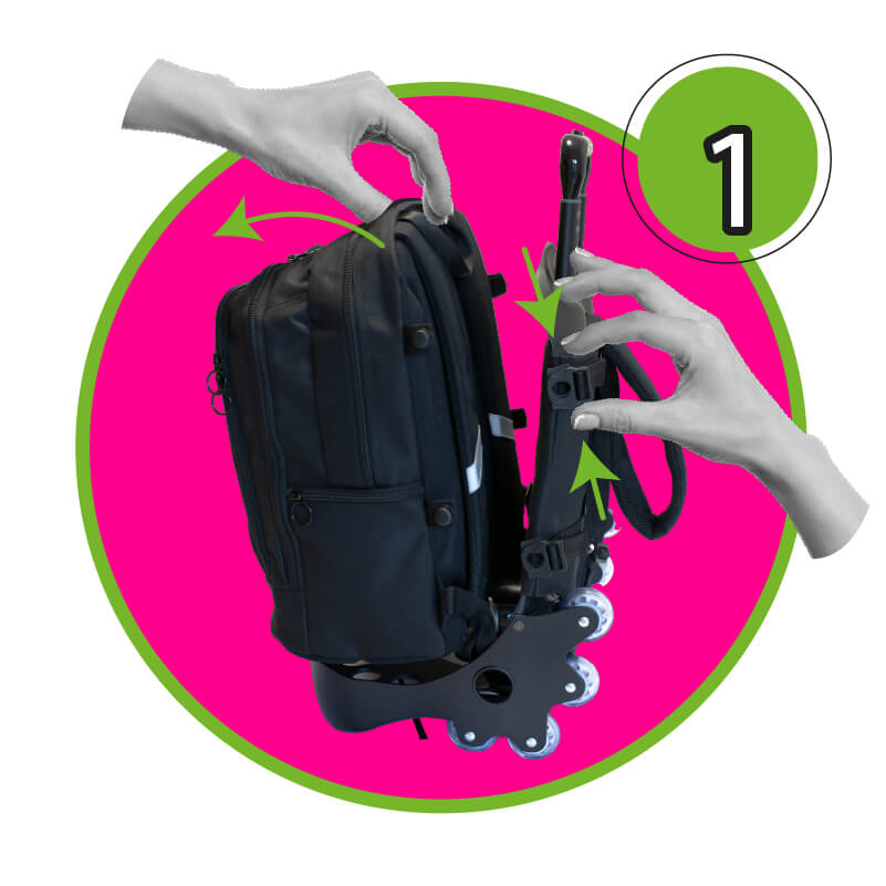 Zaino Trolley Crooooss Crazy Girl 28L – Tinta Unita Click | Patch Staccabili e Ruote Salgono le Scale