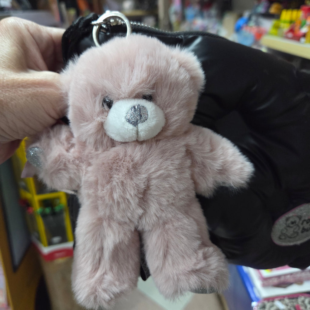 Pochette imbottita con maniglia e portachiavi orsetto, Royal bubble