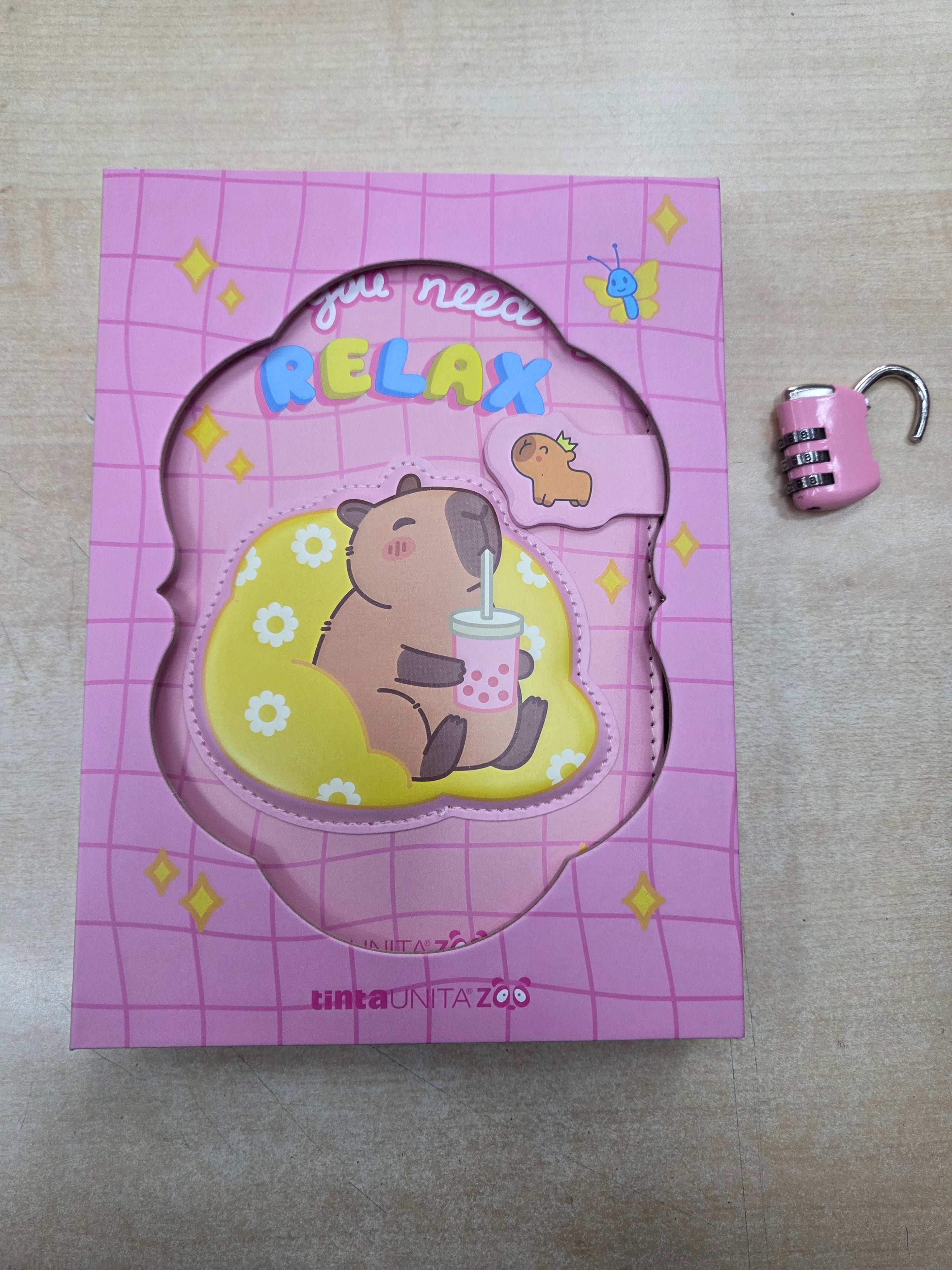 Tinta Unita Zoo: Notebook Capibara con scatola e lucchetto