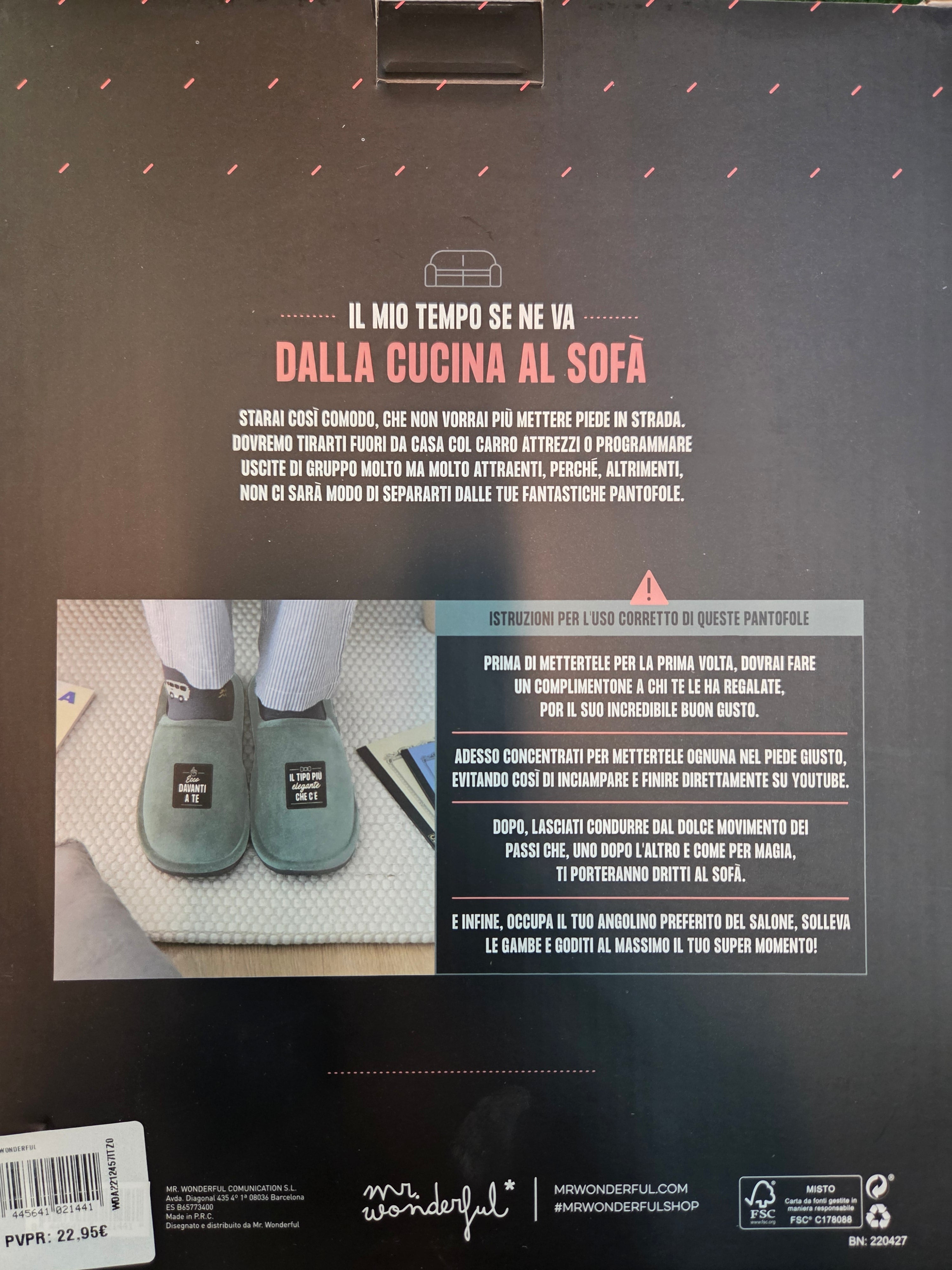 Mr.Wonderful: Pantofole T 40-43 "Ecco davanti a te il tipo più elegante che c'è"