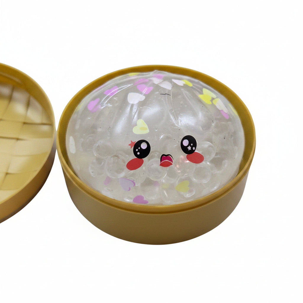 Bun Squishy Fidget Fun 8,5 cm – Antistress Kawaii con Pallini, Colore Casuale