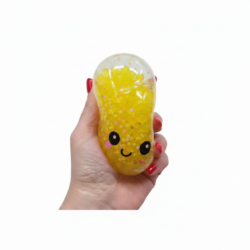 Bun Squishy Fidget Fun 8,5 cm – Antistress Kawaii con Pallini, Colore Casuale