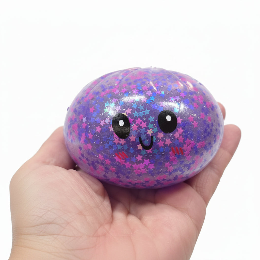 Bun Squishy Fidget Fun 8,5 cm – Antistress Kawaii con Pallini, Colore Casuale