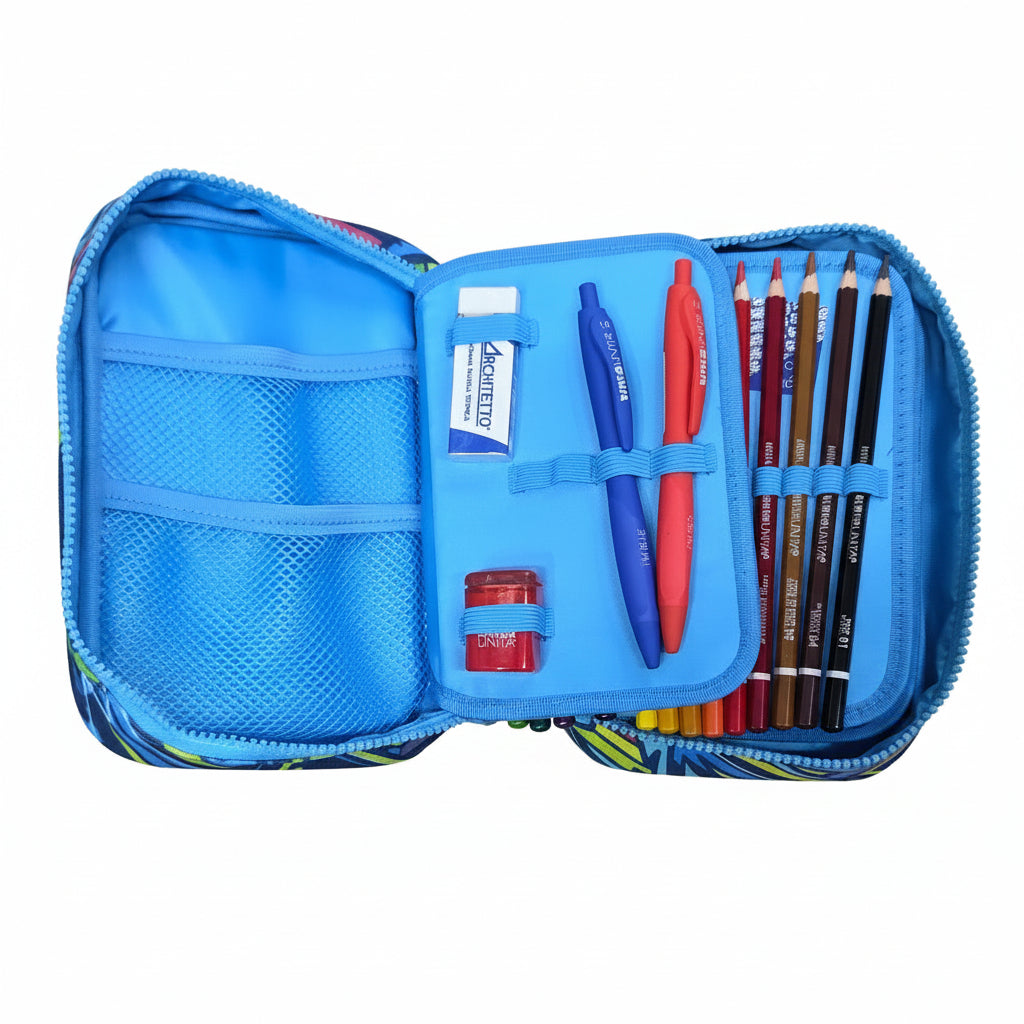 Astuccio ONE TIME SOFT Tinta Unita – Scocca in Tessuto, 3 Piani, 1 Zip, 44 Accessori