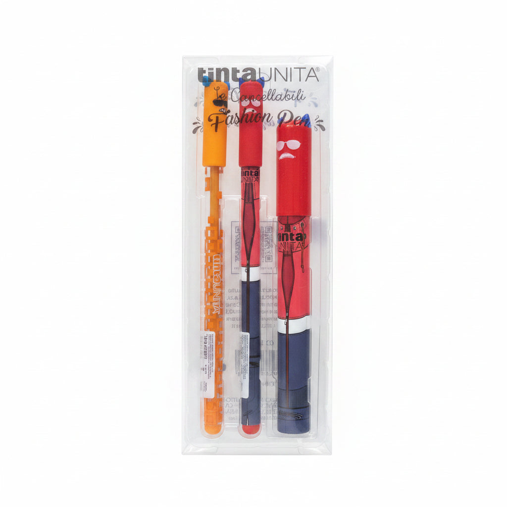 Set 2 Penne Cancellabili Fashion con Refill e Porta Refill – Tinta Unita