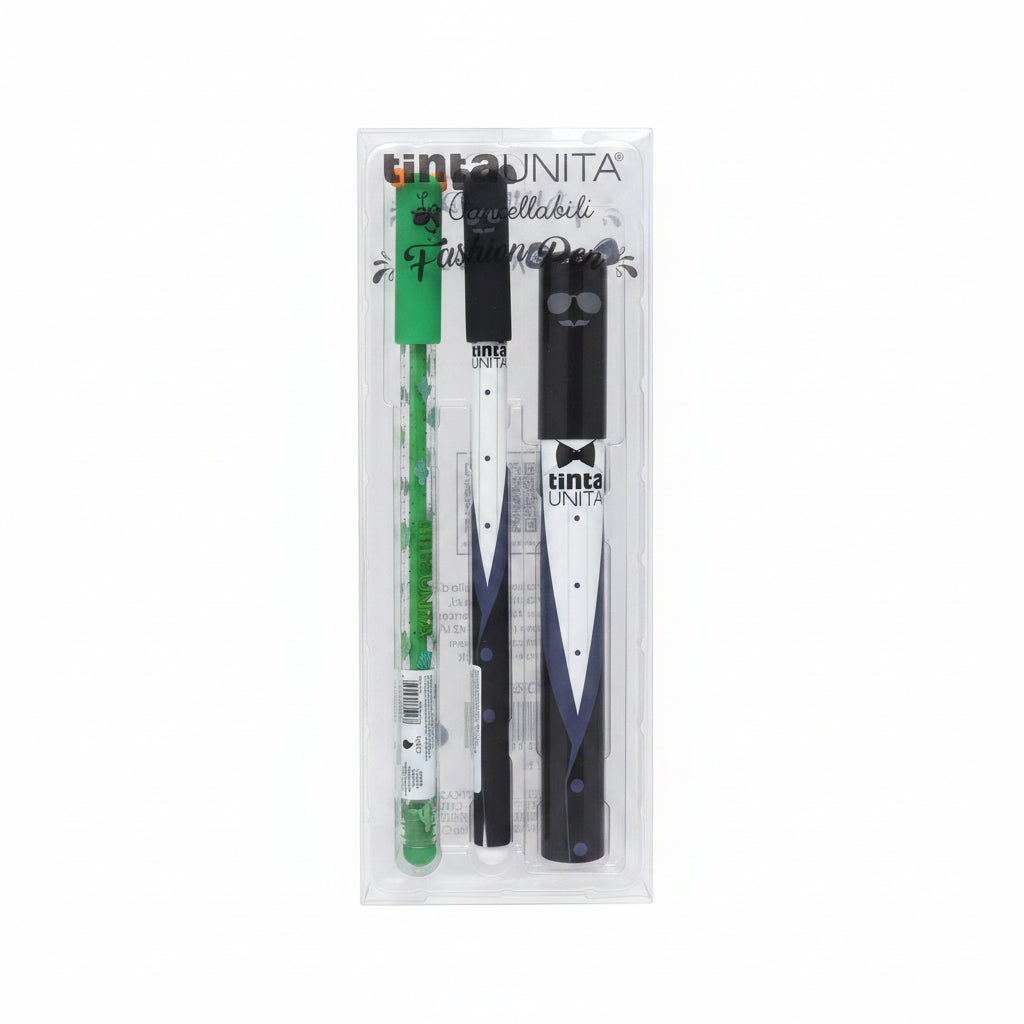 Set 2 Penne Cancellabili Fashion con Refill e Porta Refill – Tinta Unita