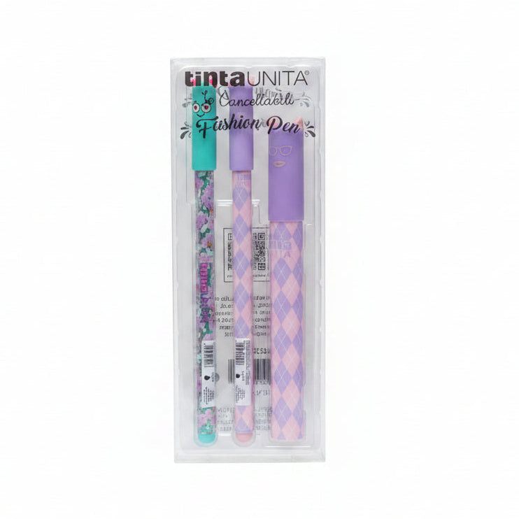 Set 2 Penne Cancellabili Fashion con Refill e Porta Refill – Tinta Unita