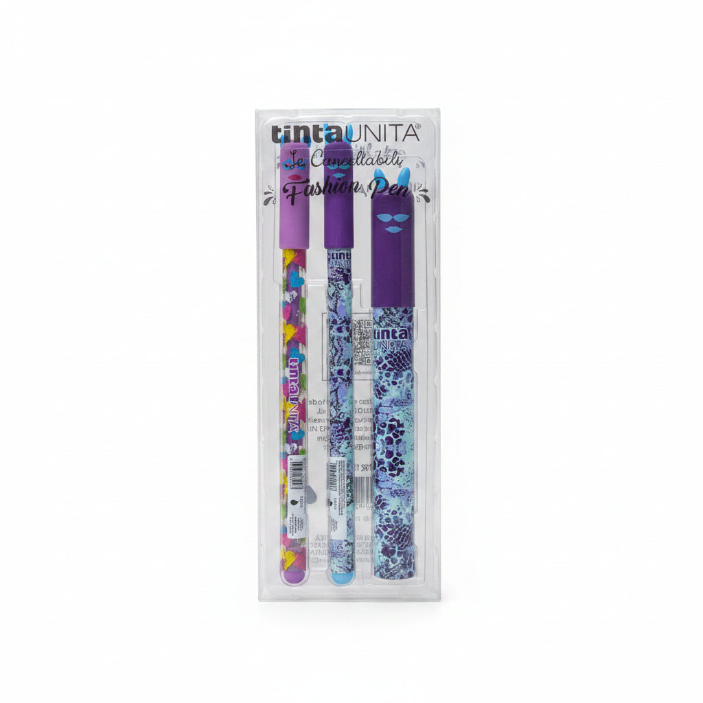 Set 2 Penne Cancellabili Fashion con Refill e Porta Refill – Tinta Unita