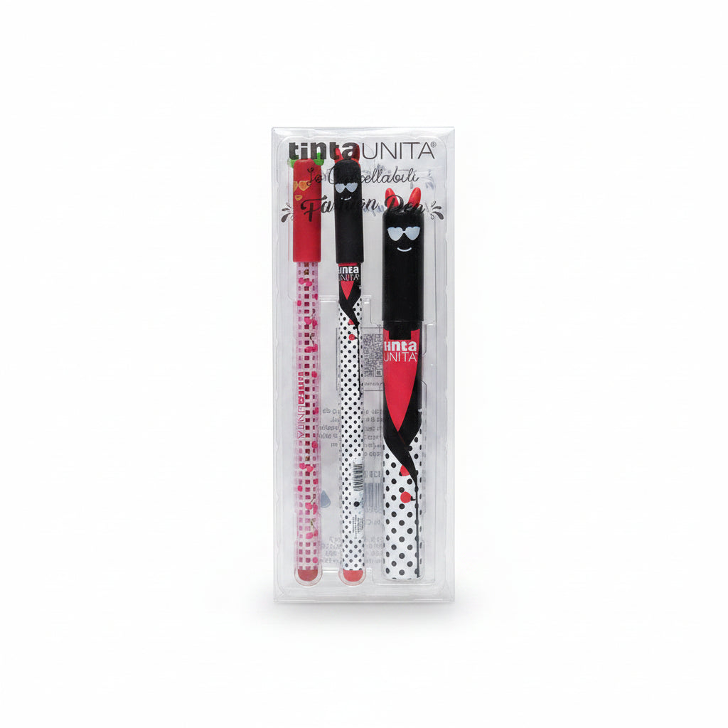 Set 2 Penne Cancellabili Fashion con Refill e Porta Refill – Tinta Unita