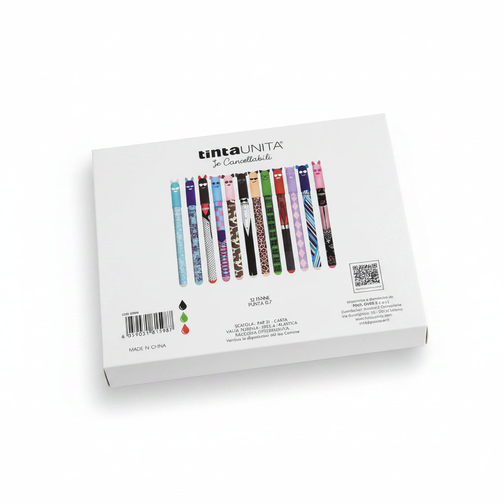 Confezione Regalo 12 Penne Cancellabili Fashion Tinta Unita – Couvette MagneticBox