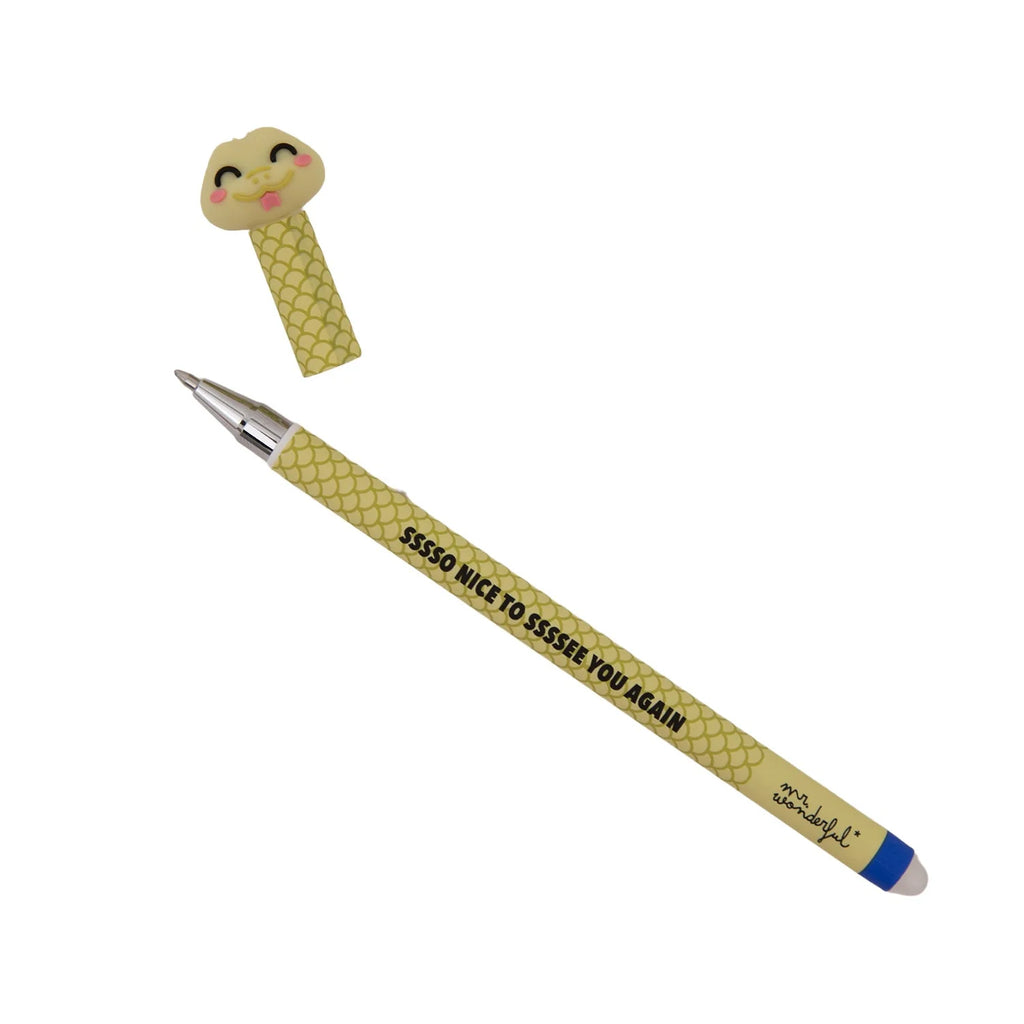 Penna Cancellabile Bo-Bo – Serpente “Sssso Nice to Ssssee You Again!” | Inchiostro Blu Bo-Bo Farm