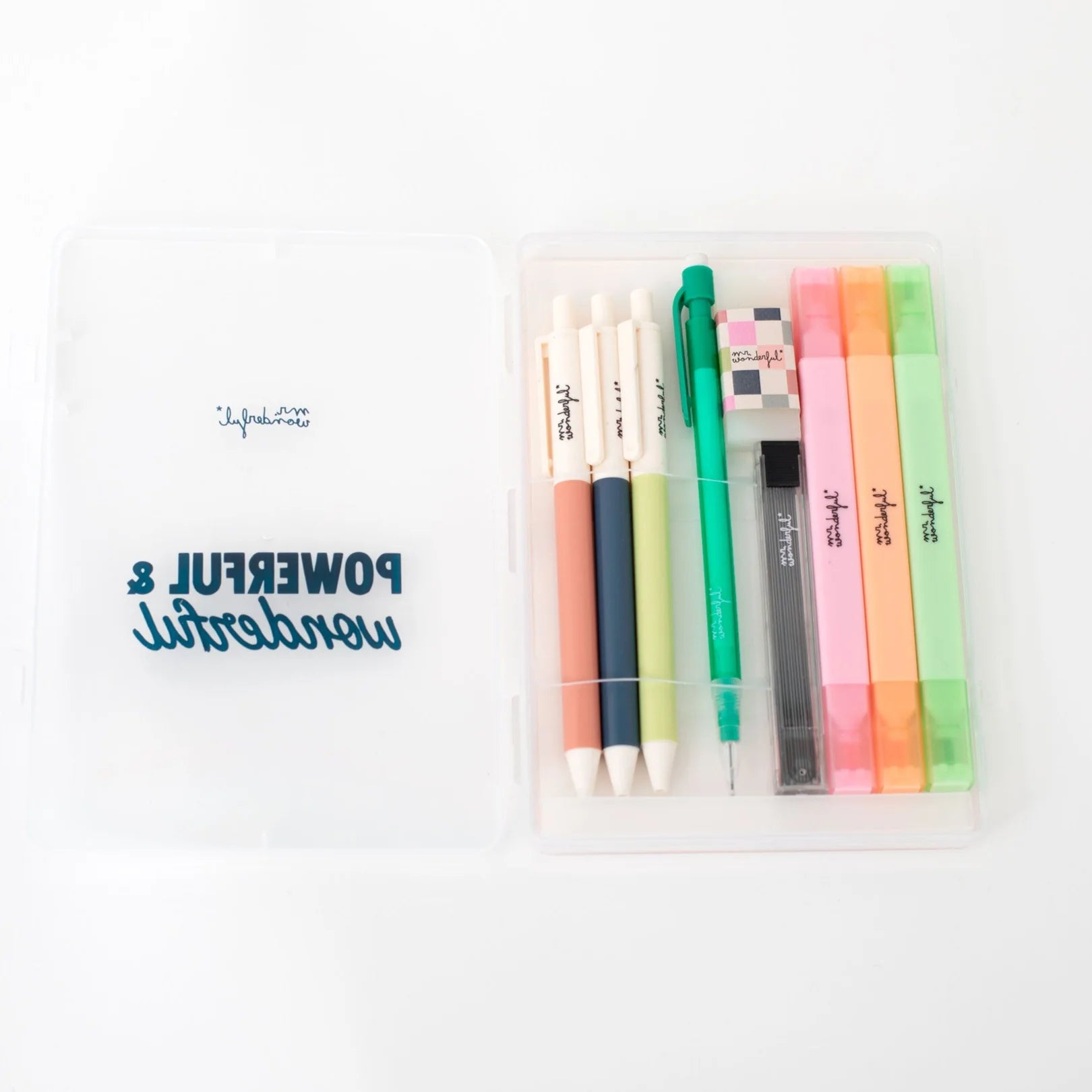 Mr. Wonderfull: Set di scrittura con pratico astuccio trasparente - Powerful & wonderful