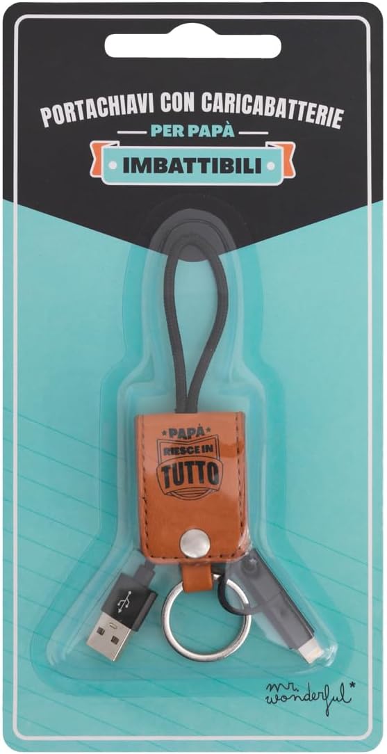 Mr.Wonderful: Portachiavi con caricabatterie per il cellulare "Papà riesce in tutto"