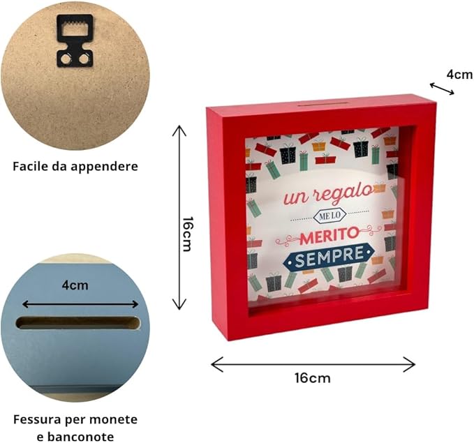 Salvadanaio Decorativo in Legno 16x16 cm – «Super programma per due in arrivo»