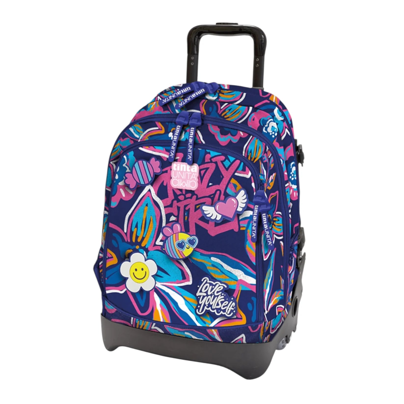 Zaino Trolley Crooooss Crazy Girl 28L – Tinta Unita Click | Patch Staccabili e Ruote Salgono le Scale