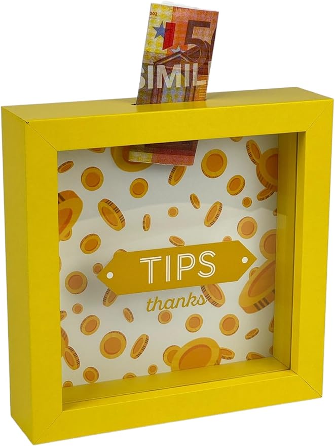 Salvadanaio Portamance Decorativo «TIPS Thanks» – 16x16 cm | Bar, Ristoranti e Saloni