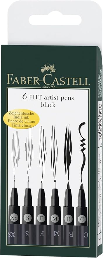 Faber Castell: set 6 PITT artist pens black