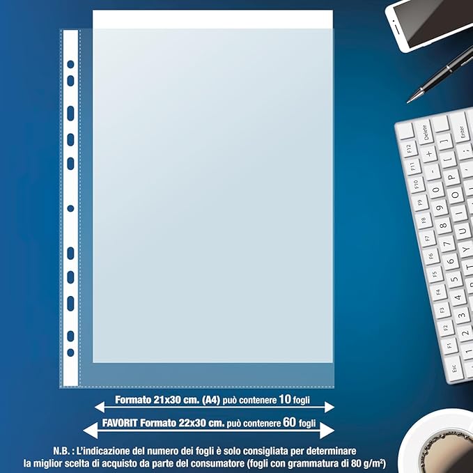 Favorit Buste Perforate, Lucide, Superior, 22 x 30 cm, 50 Pezzi, Trasparenti