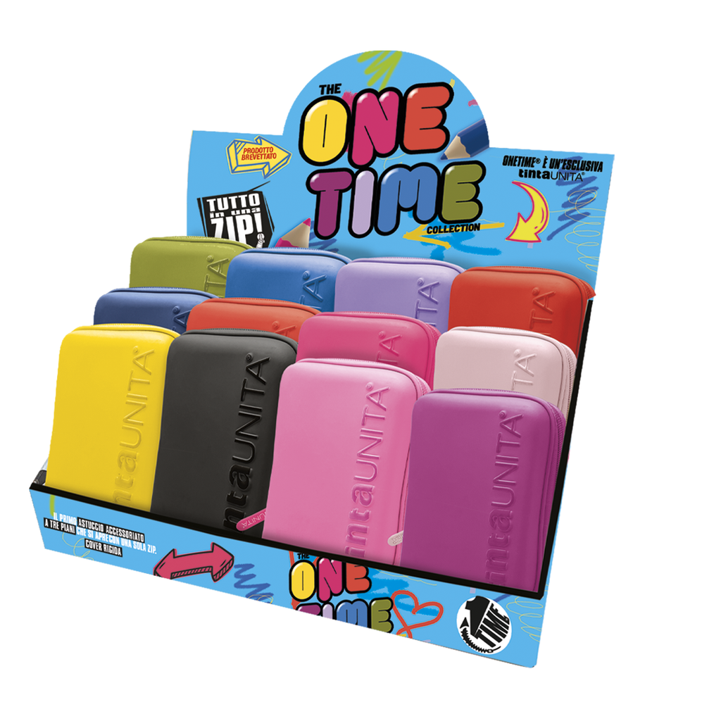 Astuccio ONE TIME Tinta Unita 2026 – 3 Piani, 1 Zip, 44 Accessori Inclusi