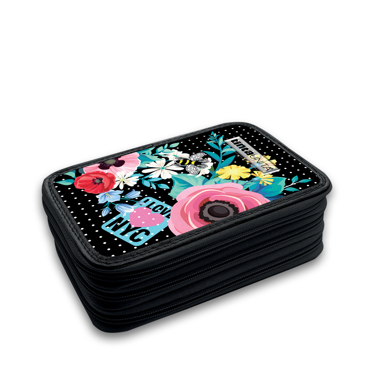 Astuccio 3 Zip Fantasy Flower con Contenuto – Tinta Unita