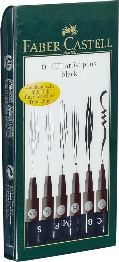 Faber Castell: set 6 PITT artist pens black