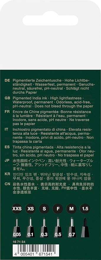 Faber Castell: set 6 PITT artist pens black