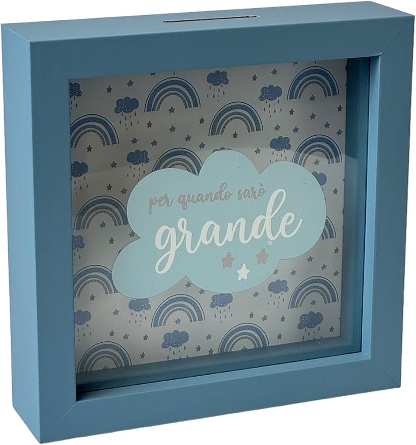 Salvadanaio Decorativo in Legno 16x16 cm – «Per quando sarò grande» | Rosa e Azzurro