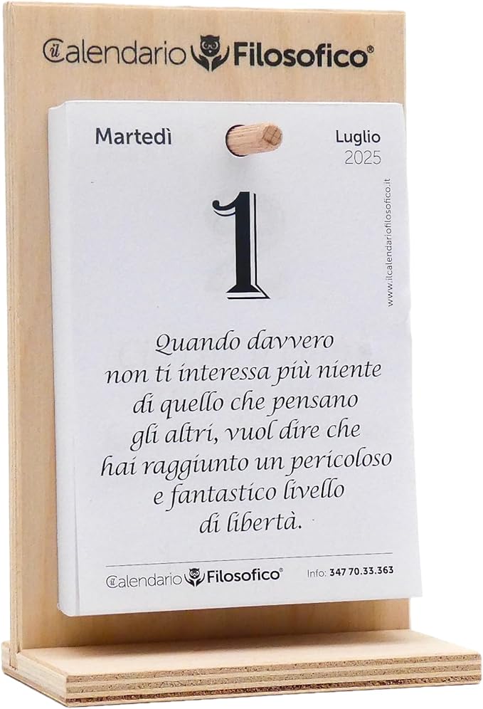 Calendario Filosofico Ultimi 6 Mesi 2025 mis. 10x14 cm con supporto in legno