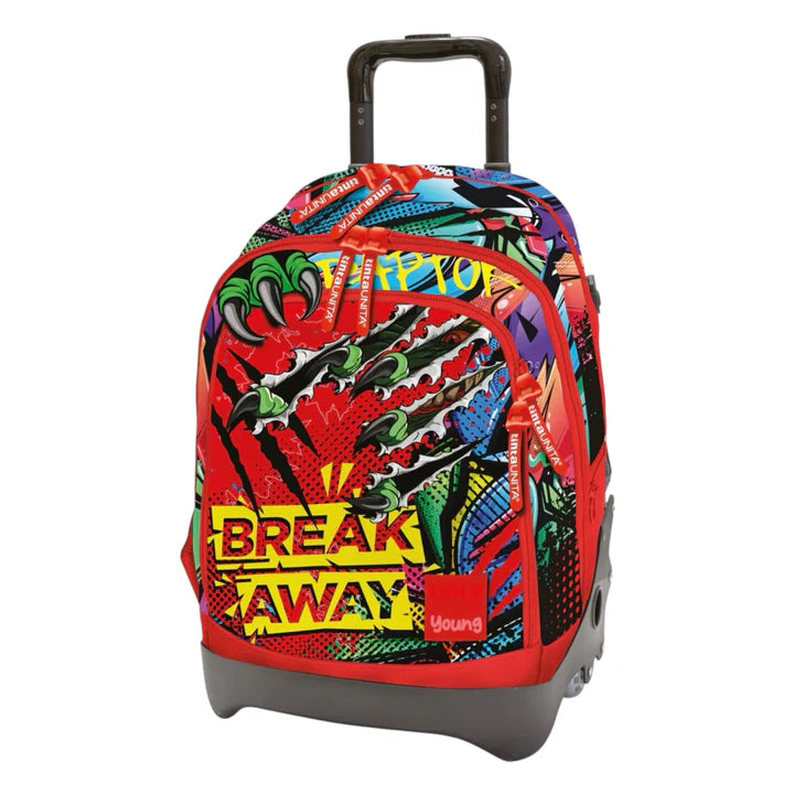 Trolley Scolastico Cross 2-in-1 Tinta Unita Young Raptor 28L | 4 Ruote, Manico Alluminio